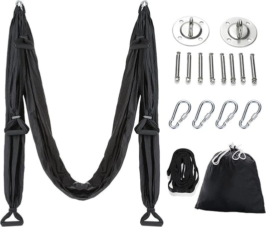 ZELUS Aerial Yoga Swing Sling Strong Yoga Hammock Kit Set Trapeze Inversion Equipment Include 2 Extensions Straps and Ceiling Mounting Kit