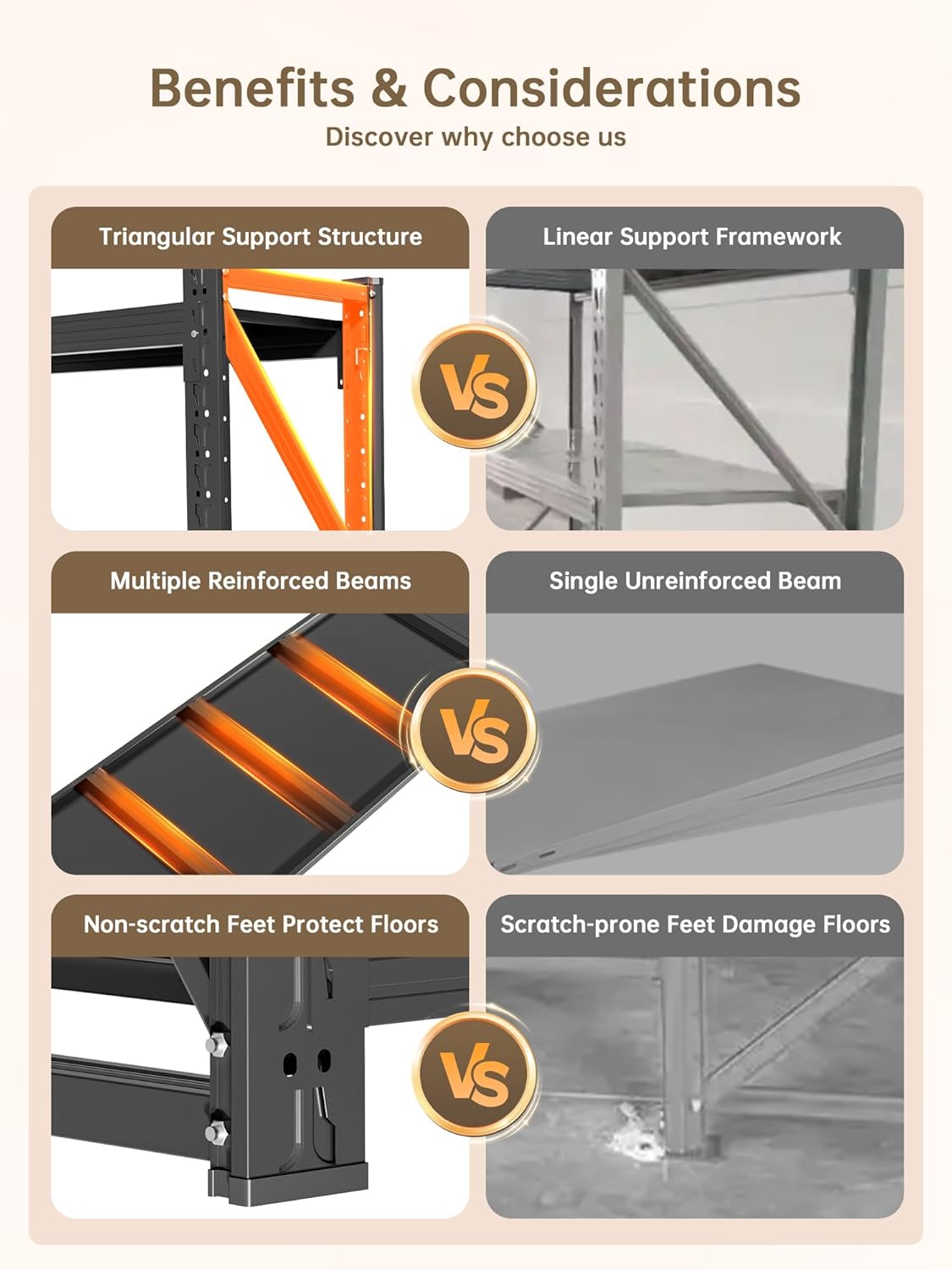 4-Tier Storage Shelves,79" H Heavy-Duty Garage Shelving Unit,Adjustable Industrial Metal Shelf System,3,400lbs Capacity,Tool Organizer for Garage,Workshop,42" W*20" D*79" H,Black