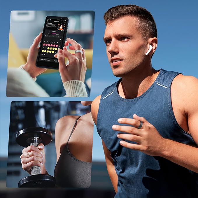 Fitness Tracker, Smart Ring for Women Men, Fitness Ring with Sleep Tracker, 24/7 Heart Rate Monitor, Health Activity Trackers, Step Counter,Calorie Pedometer,No Subscription,for iOS Android(Black,#9)