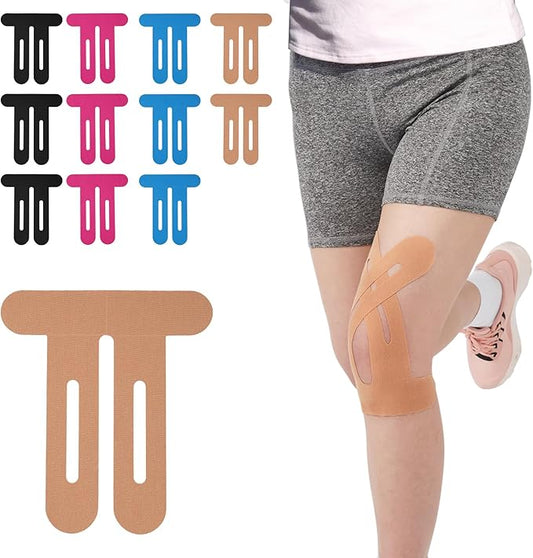 Kinesiology Tape for Knee 12 Pack, Precut Knee Tape for Muscle & Joints, Sports Tape for Knee Support, Latex Free and Water Resistant, 4 Mix Colors