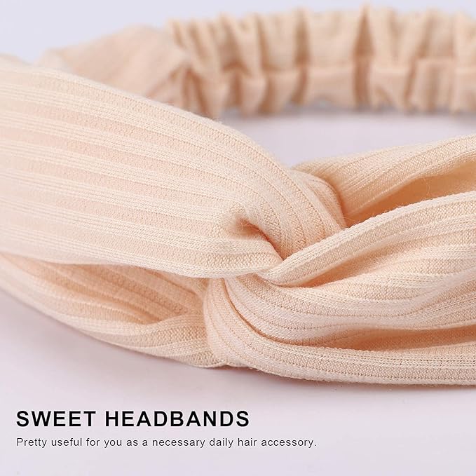 DRESHOW 8 Pack Knotted Headbands for Women Criss Cross Head Wrap Non Slip Boho Headband Twisted Elastic Hair Accessories