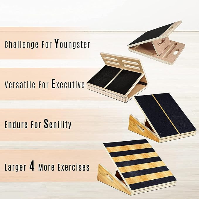 Yes4All Professional Incline Board, Slant Board Calf Stretching, Squat Wedge and Anti-Slip Surface, Portable Side Handle