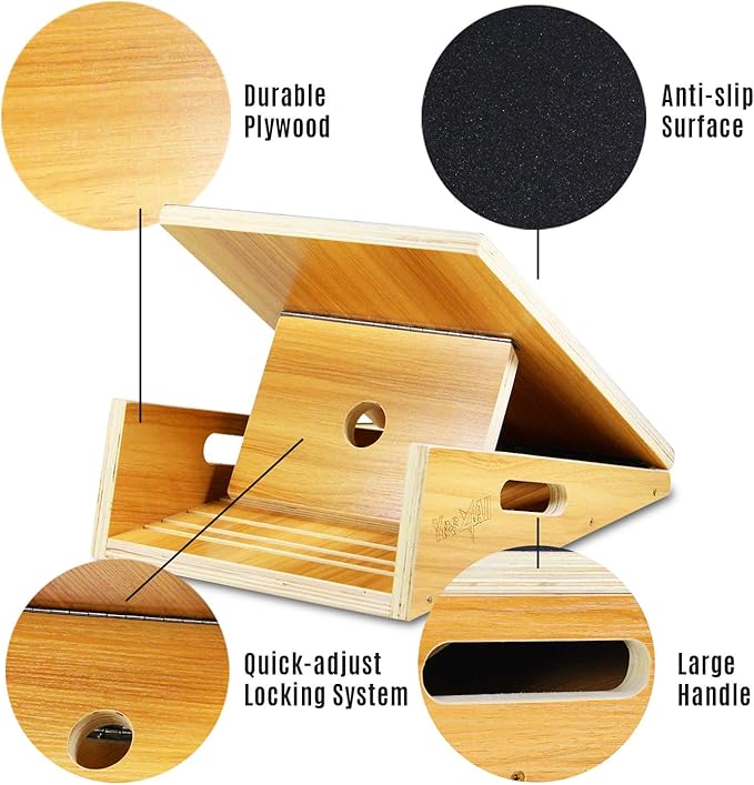 Yes4All Professional Incline Board, Slant Board Calf Stretching, Squat Wedge and Anti-Slip Surface, Portable Side Handle