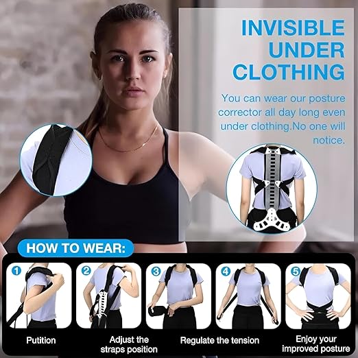 Adjustable Spine Posture Corrector For Back Support, Hunchback, Scoliosis, Kyphosis And Vertebral Compression Fractures For Children, Adults And Elderly (Blue-L)