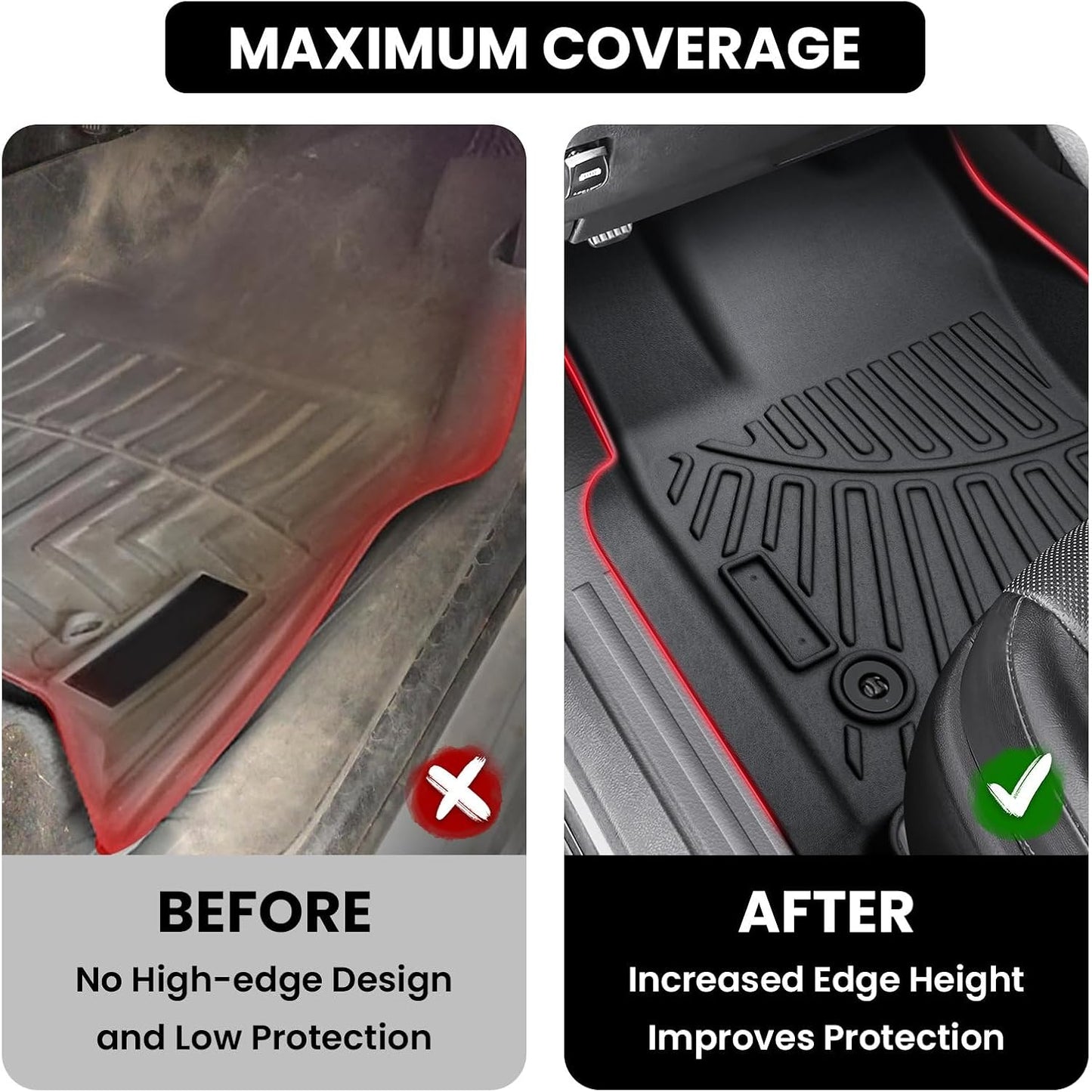 Floor Mats for 4Runner 2025, All Weather Floor Mats Floor Liners Compatible with Toyota 4Runner Accessories 2025 Anti-Slip Mats Black (Not Fit Hybrid and 7Seats)