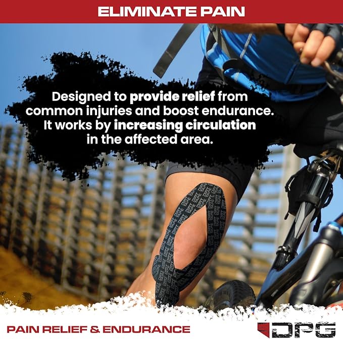 Premium Cotton, Elastic Kinesiology Athletic Tape, 3 Continuous Uncut roll (16.4 feet Long). Latex Free, Hypo-Allergenic, Water Resistant (Grey)