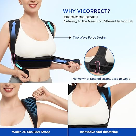 Posture Corrector for Women and Men, Adjustable Upper Back Brace for Clavicle Support and Providing Pain Relief from Neck, Shoulder, and Upper Back (Black, Large/XLarge)