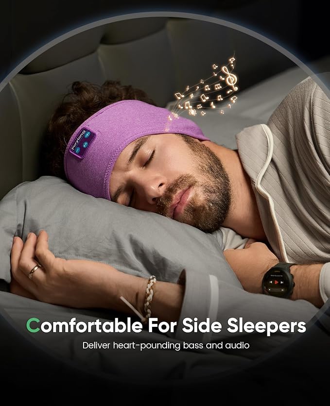 Perytong Sleep Headphones Bluetooth Headband, Headband Headphones Over On Ear Bluetooth 5.4 Sleeping Earbuds Earphones, Wireless Sleeping for Side Sleepers Men Women Boys Girls