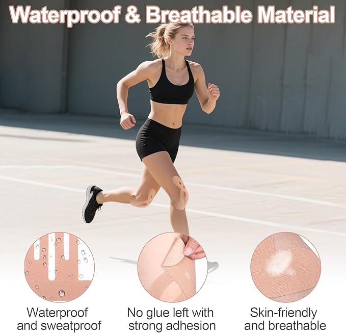 20 Count Kinesiology Tape,Precut Kinesiology Tape for Knees,Original Cotton Elastic Athletic Strips Knee Tapes for Muscle & Joint Support,Waterproof and Breathable,Sport Knee Support Patch Stickers