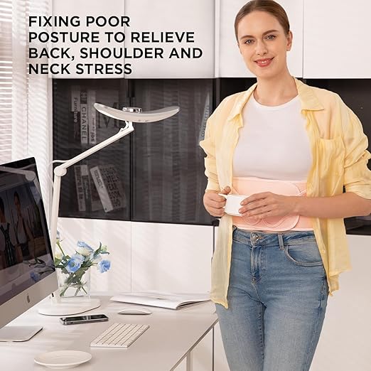 Women Posture Corrector Support for Back: Relieve Upper Back Pain Straighten Body (Pink, Medium)