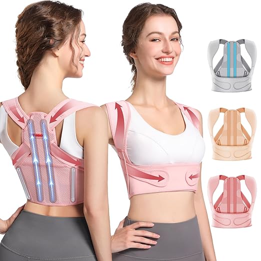 Fit Geno Posture Corrector for Women: Adjustable Lightweight Upper Back Brace for Neck Shoulder & Upper Back Pain Relief - Improve Posture Correct Hunchback Slouching Kyphosis Invisible Under Clothes (M/L Under Bust 32"-45")
