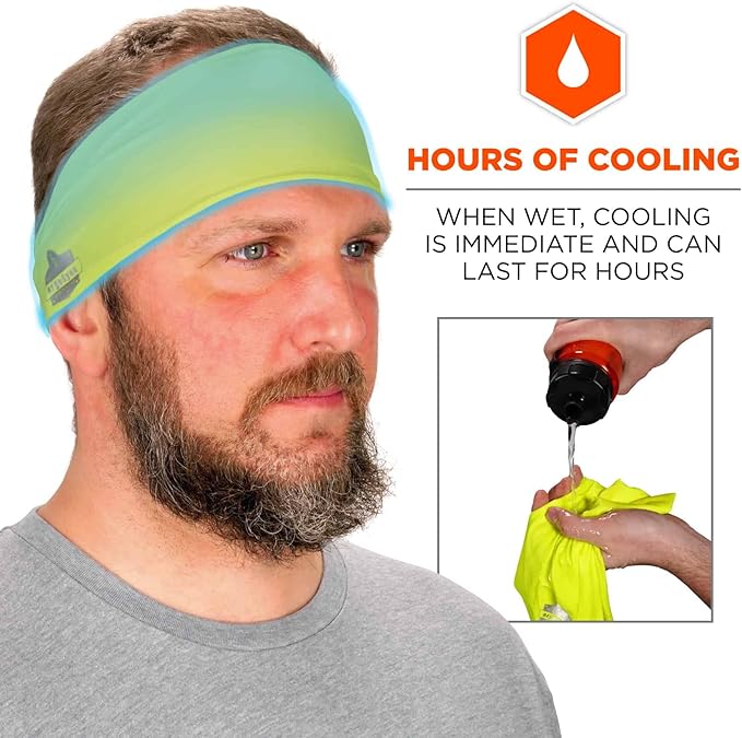 Ergodyne Chill-Its 6634 Cooling Headband, Sports Headbands for Men and Women, Moisture Wicking