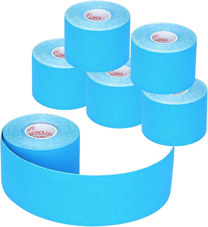 Kinesiology Tape Athletic Tape Sport Tape, Lychee Supports & Protects Muscles, Waterproof and Latex Free, Breathable Elastic for Sport Activity, No Precut (Light Blue, 6 Rolls)