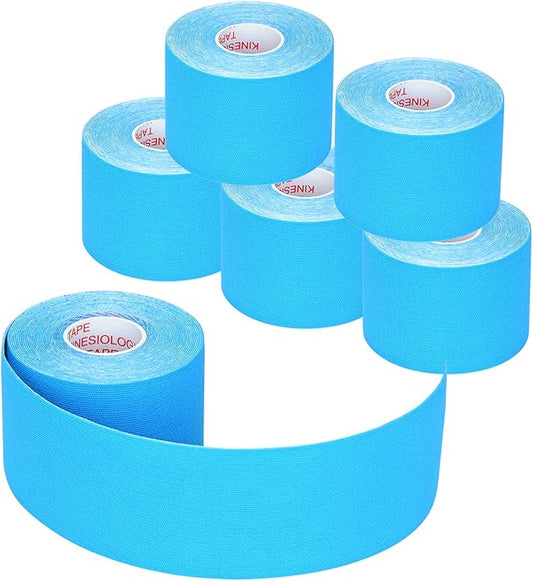 Kinesiology Tape Athletic Tape Sport Tape, Lychee Supports & Protects Muscles, Waterproof and Latex Free, Breathable Elastic for Sport Activity, No Precut (Light Blue, 6 Rolls)