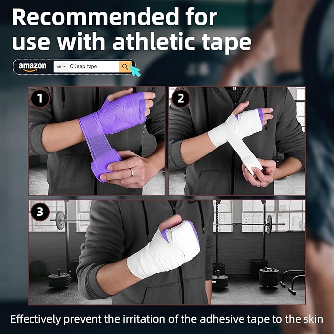 CKeep Pre Wrap Athletic, 3 Rolls Purple Prewrap Athletic Tape, Foam Underwrap Sports Wrap for Hair