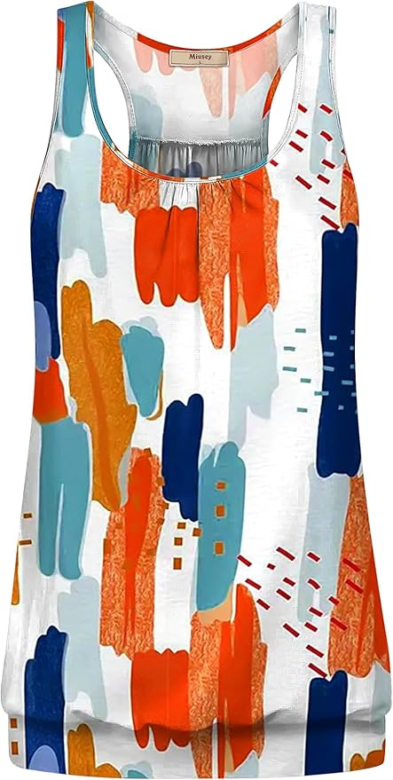 Miusey Womens Sleeveless Round Neck Loose Fit Racerback Yoga Tank Top