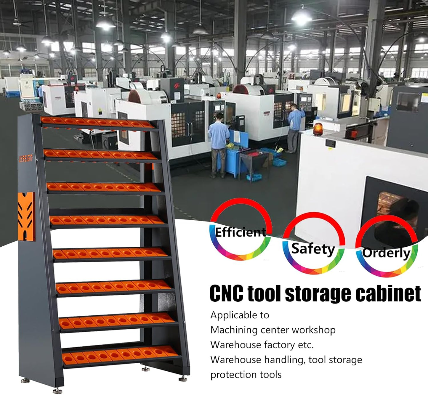8-Row Large Capacity CNC Tool Holder Rack for Warehouses & Machining Centers, Suitable for all BT/CAT HSK Series