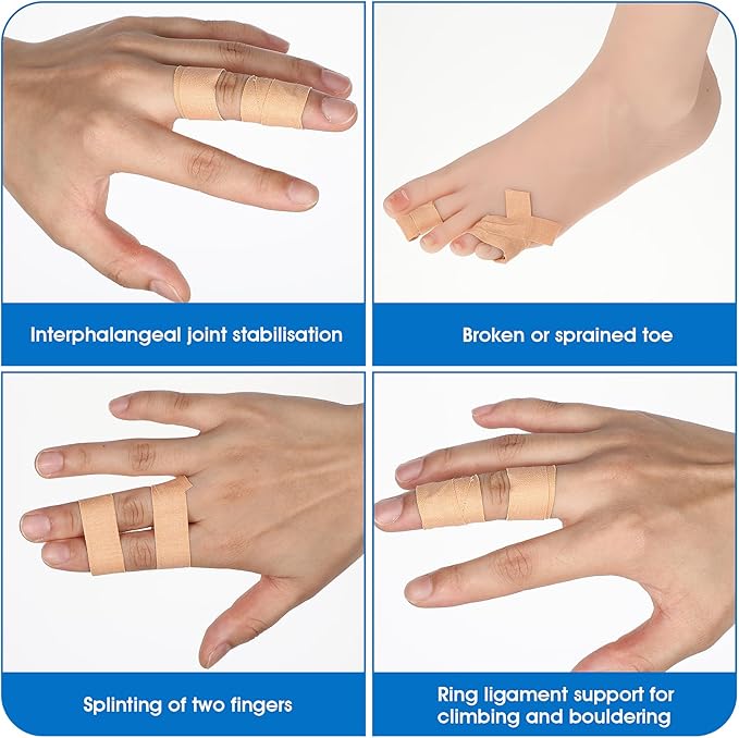 Finger Tape, 0.5 Inch x 10 Yard Nude Athletic Tape Extra Strong Adhesive, 3 Rolls Sport Tape, Medical Tape, Foot Tape for Rock Climbing, Grappling, Basketball, Lifters and BJJ Finger Tape