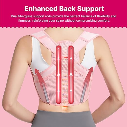 Fit Geno Posture Corrector for Women: Adjustable Lightweight Upper Back Brace for Neck Shoulder & Upper Back Pain Relief - Improve Posture Correct Hunchback Slouching Kyphosis Invisible Under Clothes (XX-small)