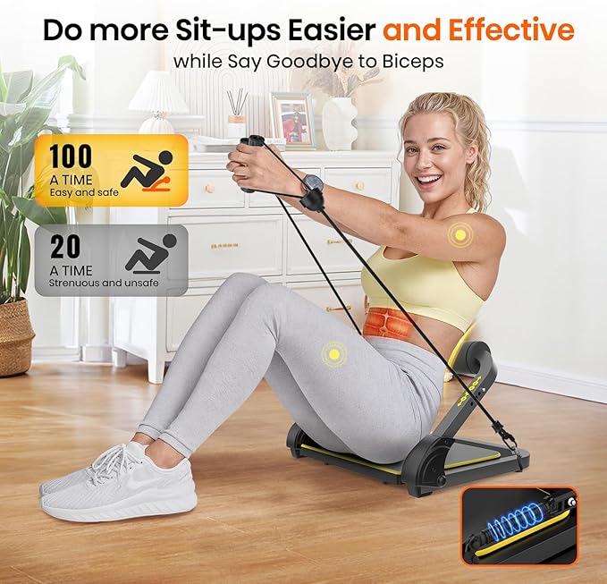 Ab Workout Equipment, Ab Machine for Stomach Workout, Ab Trainer Machine for Home, Sit Up Machine with Resistance Bands and 330 LBS Weight Capacity, Ab Crunch Machine for Home Exercise