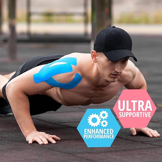 MED PRIDE Latex-Free Kinesiology Medical Tape 4 Rolls [2” X 16.4’] Sports Injury Tape for Pain Relief, Muscle & Joint Support