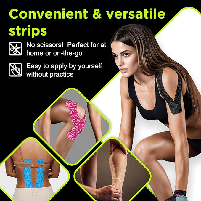 OK TAPE Precut Y-Shape Kinesiology Tape for Shoulder, Knee, Back, 10 Pcs, K Tape Strips, Provide Support & Relieve Discomfort, Water-Resistant Elastic Athletic Tape (3.5" x 10", Pink)