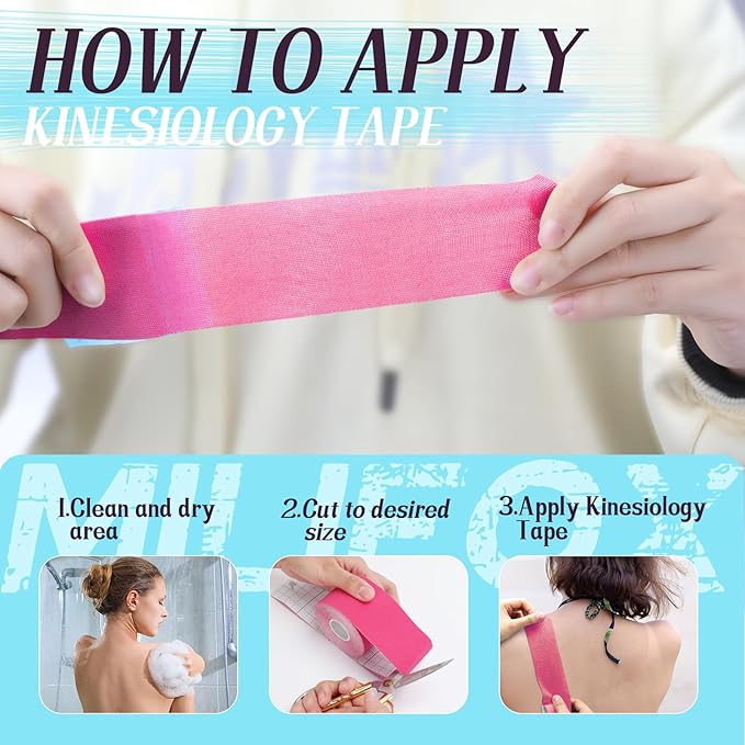 2 Rolls Kinesiology Tape, Waterproof Kinetic Tape 1.97 in x 16.4 ft, Uncut Cotton Elastic Athletic Strips for Knee, Shoulder, Ankle, Muscle Support (Pink and Pink Camouflage)