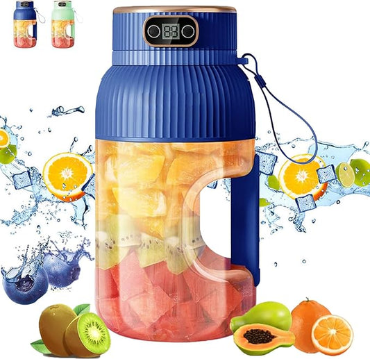 Juice Cup Blender Portable,Multifunctional Portable Juicer Cup,Portable Juicer Cup with Digital Display, Small Travel Blender for Shakes and Smoothies(Blue)