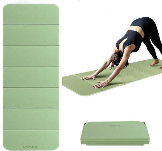 Foldable Yoga Mat 12mm Extra Thick Joint Protection,Portable Design for Travel/Pilates/Board/Camping,Environmental Sports Mat Non-Slip Gym Mat,Odorless POE Material