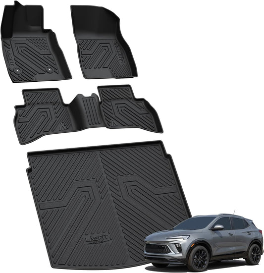 LASFIT Floor Mats & Cargo Mat for Buick Encore GX 2020-2026(Only Fit AWD), TPE All Weather Custom Fit 1st & 2nd Row Rubber Car Mats and Cargo Liner(Lower Position) for Buick Accessories, Black