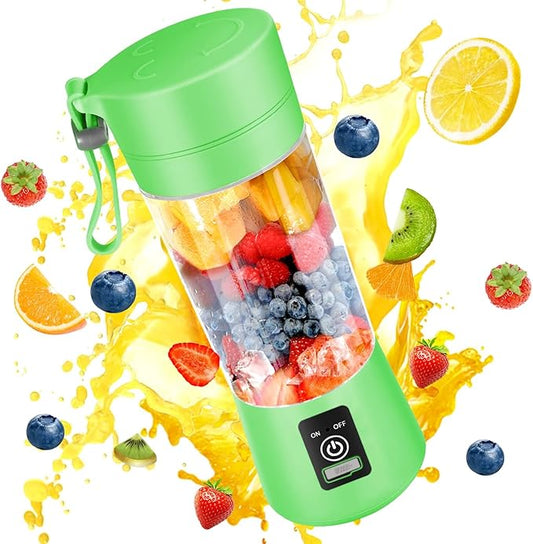 Cordless Portable Personal Size Blender - Make Smoothies and Shakes, Powerful Blending Easy-to-Clean Mini Blender, Great for Kitchen, Home, Party, Travel, Outdoor, Green