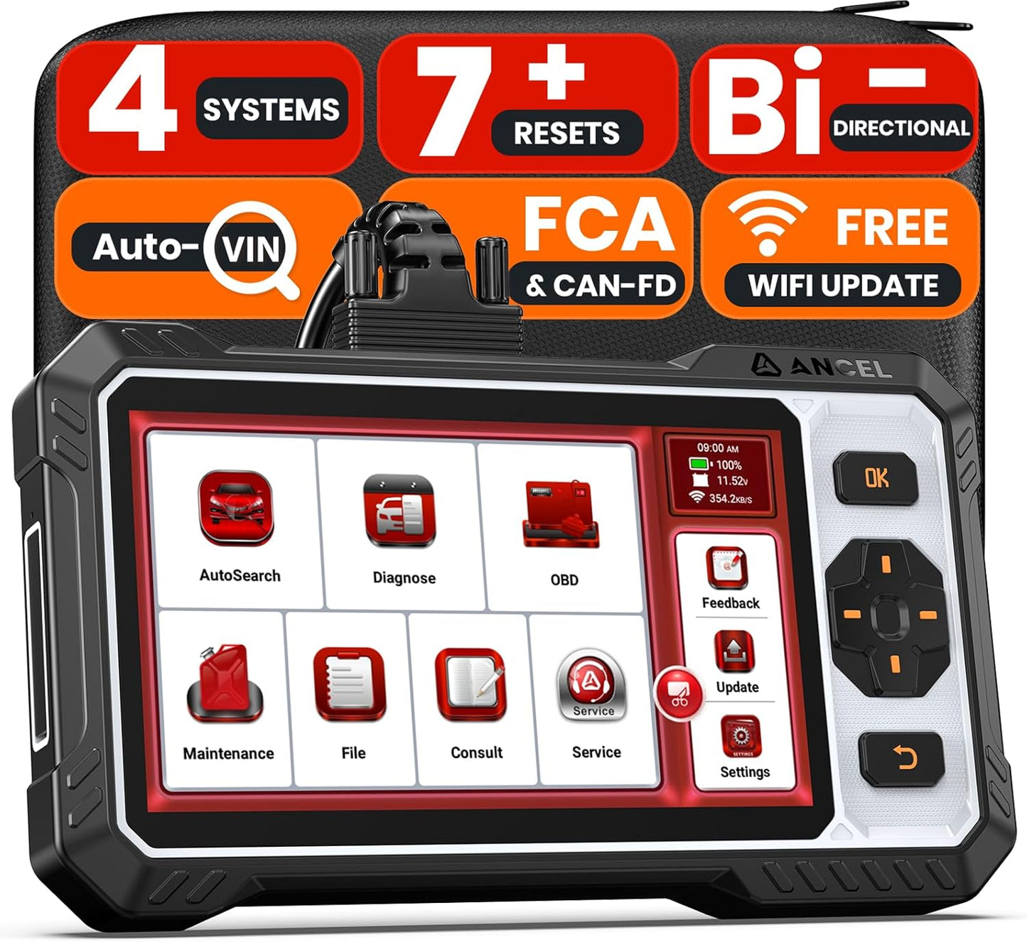 ANCEL OBD2 Scanner FX6000 Elite Bidirectional Scan Tool for ABS/SRS/Transmission/Enigne,7 Reset,Car Scanner with Active Test,Oil/Brake/SAS/Throttle/BMS Reset/ABS Bleeding/Gear Learning,FCA Support