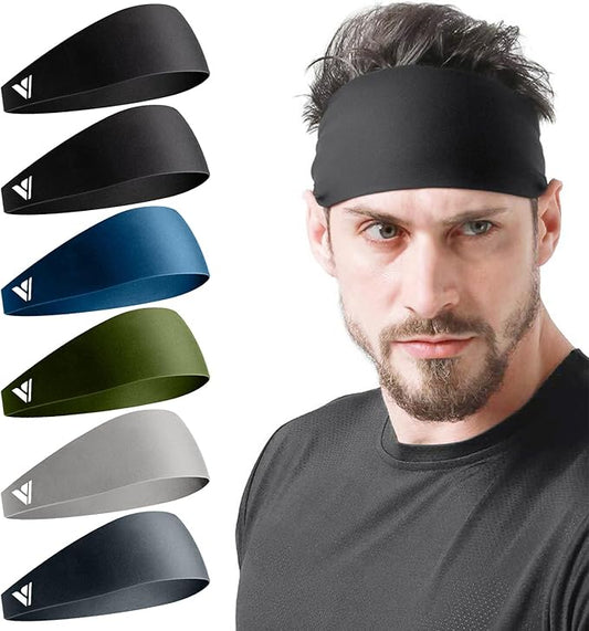 Vgogfly Sweat Headbands for Men, 8X More Effective Hyper-Absorbent Running Sweat Bands, One Size Fits All, Workout Sports Hairband for Gym, Ideal for All Sports, Outdoor Activities, and Hot Climates