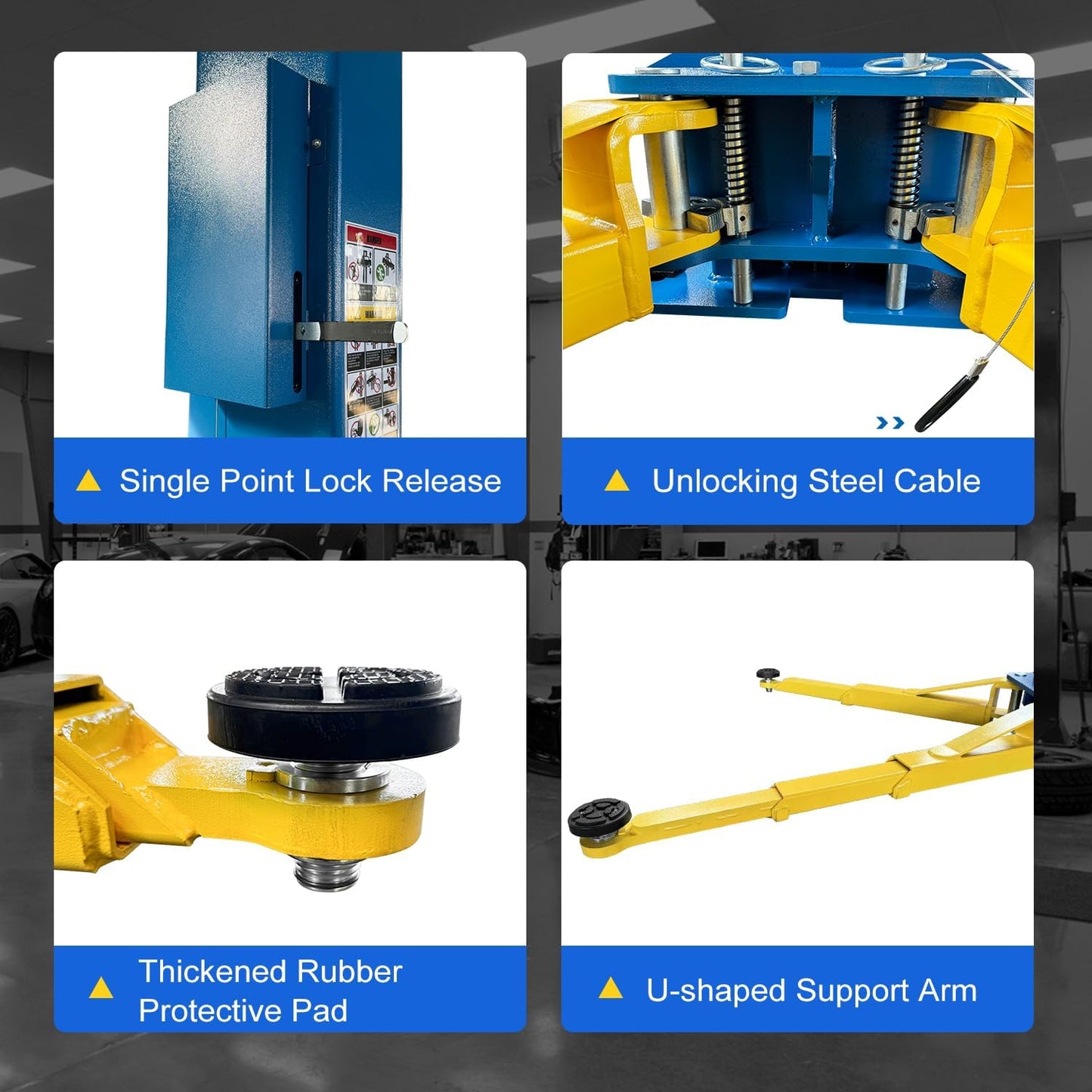 110V Two Post Car Lift 11,000 LBS, Single-Sided Unlocking Heavy Duty Floor Plate 2 Posts Auto Hoist Truck Lift for Garage 3 Year Warranty