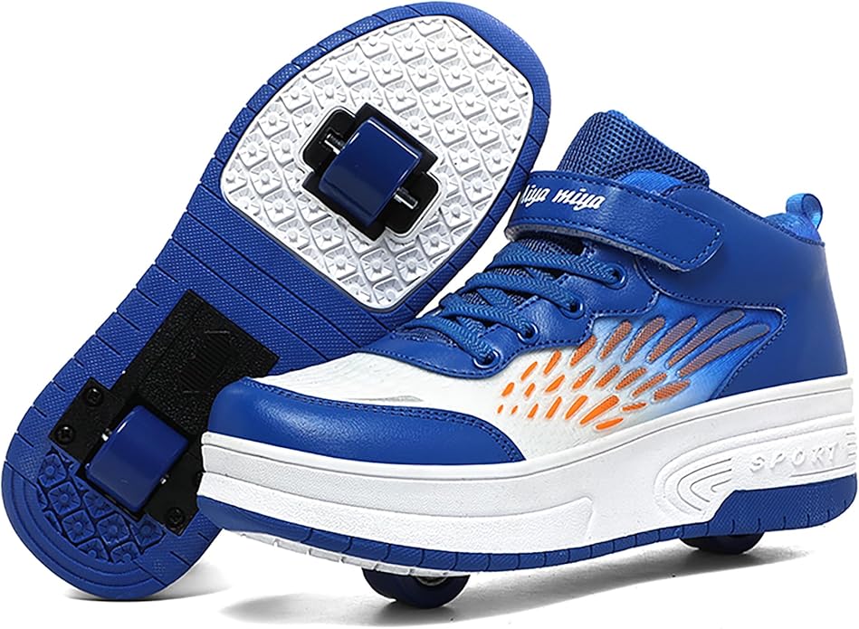 Wooowyet Roller Skate Shoes for Kids Boys Girls Rechargealbe Wheels Sneakers Fashion Roller Wheeled