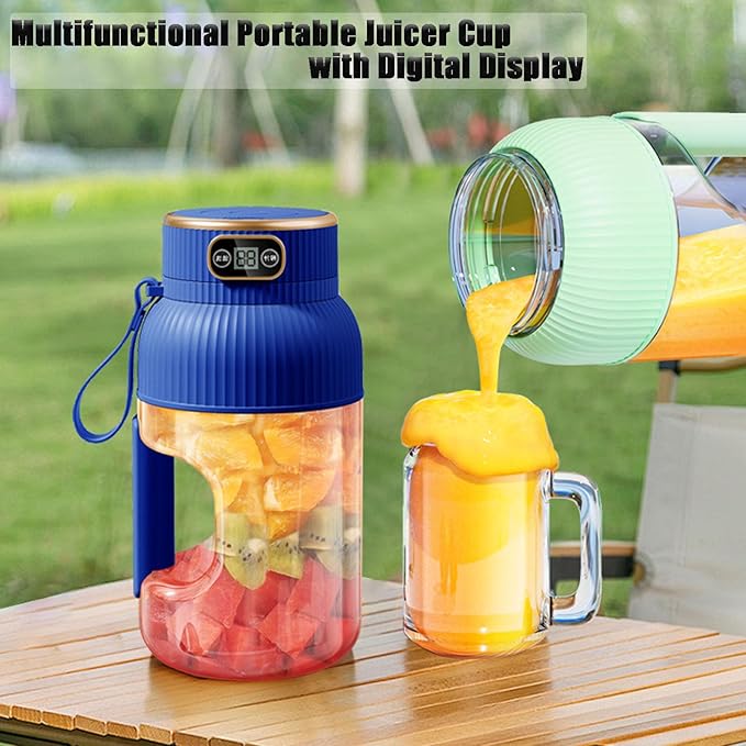 Juice Cup Blender Portable,Multifunctional Portable Juicer Cup,Portable Juicer Cup with Digital Display, Small Travel Blender for Shakes and Smoothies (Green)