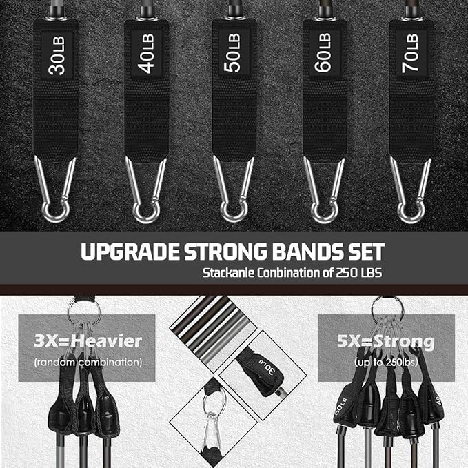 VEICK Resistance Bands, Exercise Bands for Working Out with Handles, Elastic Workout Bands for Men Women, Exercising Bands for Strength Training Equipment at Home Gym