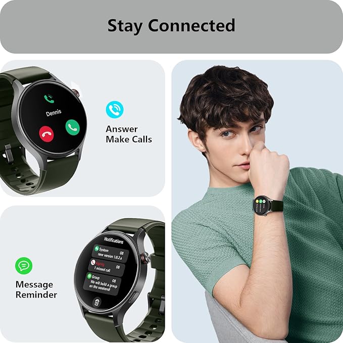 aeac Smart Watch for Women, AMOLED Ultra-Clear Screen Activity Trackers with Heart Rate/Sleep/SpO2 Monitor, Smartwatch for iPhone/Samsung/Android, 110+ Sport Modes (Army Green, S/M/L, Army Green)
