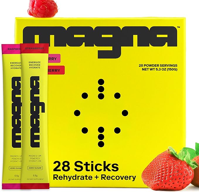 MAGNA Electrolyte Powder Drink Mix for Hydration, Energy & Focus Support with Magnesium L Threonate, Malate & Glycinate, Sodium, Potassium, Vitamin D, B6 & B12, Summer Berries Flavor, 28 Servings