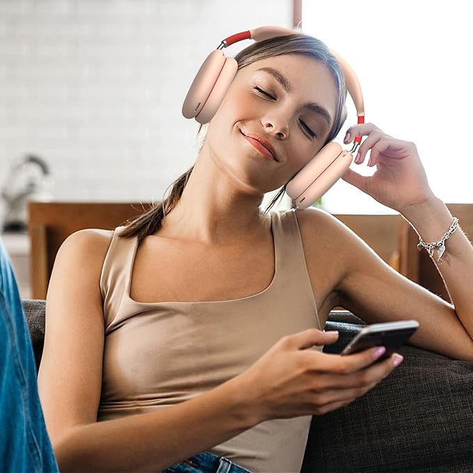 Vancle Silicone Case Cover for AirPods Max Headphones, Anti-Scratch Ear Pad/Ear Cups/Headband Cover, Soft Sweat-Proof Protector Accessories for Apple AirPods Max (Pink)