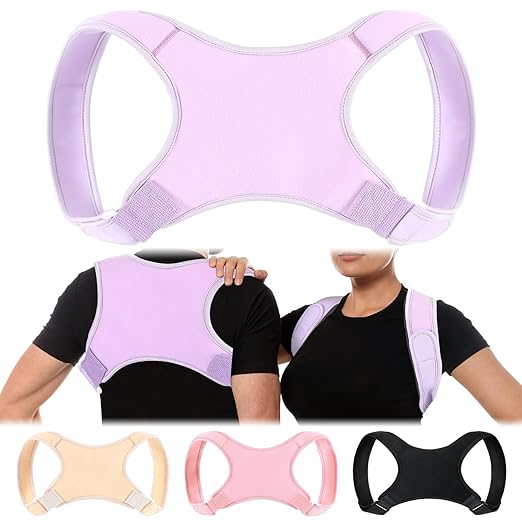 Posture Corrector for Women and Men, Adjustable Posture Back Brace Shoulder Brace, Discreet Under Clothes Design Back Support, Back Pain Relief for Improved Neck Support(Purple)