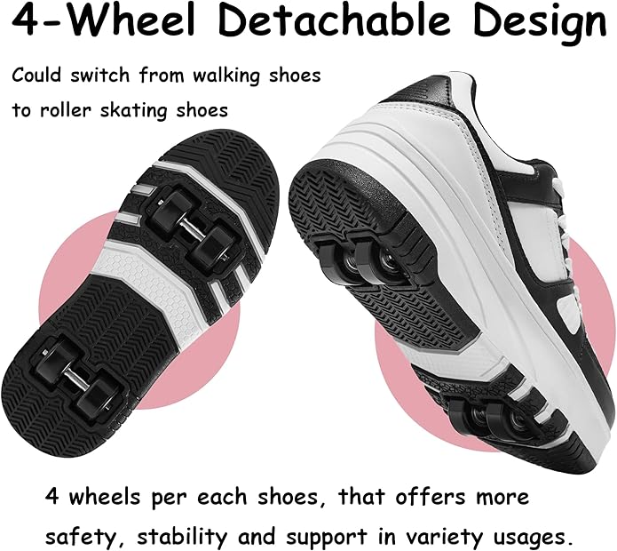 Roller Skate Shoes for Kids Girls Boys Detachable Wheeled Fashion Sneakers