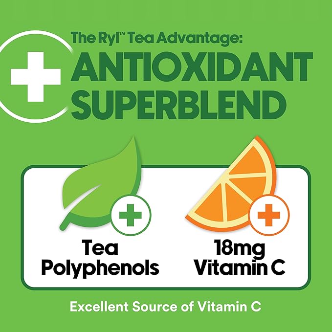 Ryl Iced Tea, Green, Antioxidant Superblend, Zero Sugar, Low Carb, Zero Calorie Iced Tea, 16.0 Fl Oz (12-Pack)