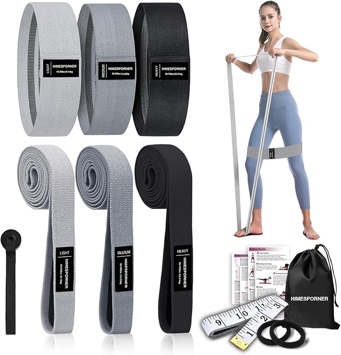 Wide Fabric Resistance Bands Set for Working Out, Non-Slip Exercise Booty Bands for Women & Men Leg and Glutes with Hair Ties and Tape Measure - for Home Gym Workout, Yoga, Pilates