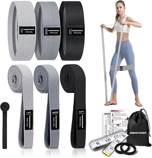 Wide Fabric Resistance Bands Set for Working Out, Non-Slip Exercise Booty Bands for Women & Men Leg and Glutes with Hair Ties and Tape Measure - for Home Gym Workout, Yoga, Pilates