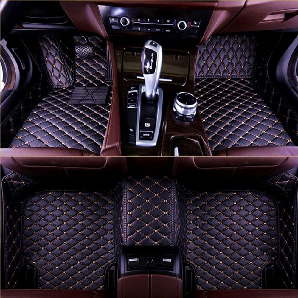 Custom All-Weather Protection Luxury Leather Floor Mats for Cars SUVs Trucks According Anti-Slip Leather Floor mats ﻿ (Black Gold)