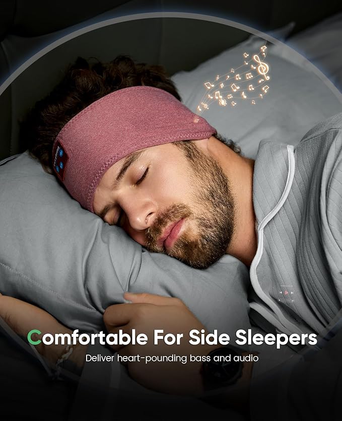 Perytong Sleep Headphones Bluetooth Headband Headphones Wireless Earphones Hi-Fi Music Headband Earbuds, Sleeping Ear Muffs Sleep Mask Gifts for Men Women Kids Teens