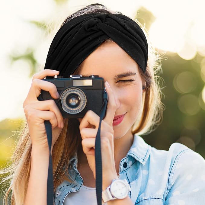 S&N Remille Wide Headbands for Women, Large Hairband, Elastic Non-Slip Headband Twist Knotted Accessories, Yoga Workout Vintage Hair 3 Pack (Colour-5)