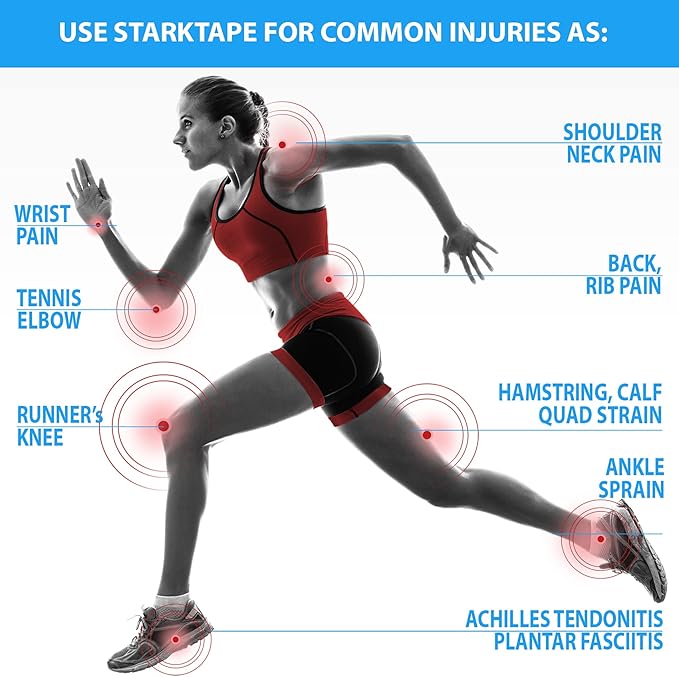 Original Kinesiology Athletic Tape. Professional Sports Tape for Ankle Wrist Knee Shoulder Muscles Joints. Latex Free, Waterproof, Stretchy, and Gentle on Skin. Up to 115 ft/Roll