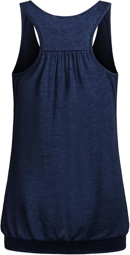 Miusey Womens Sleeveless Round Neck Loose Fit Racerback Yoga Tank Top